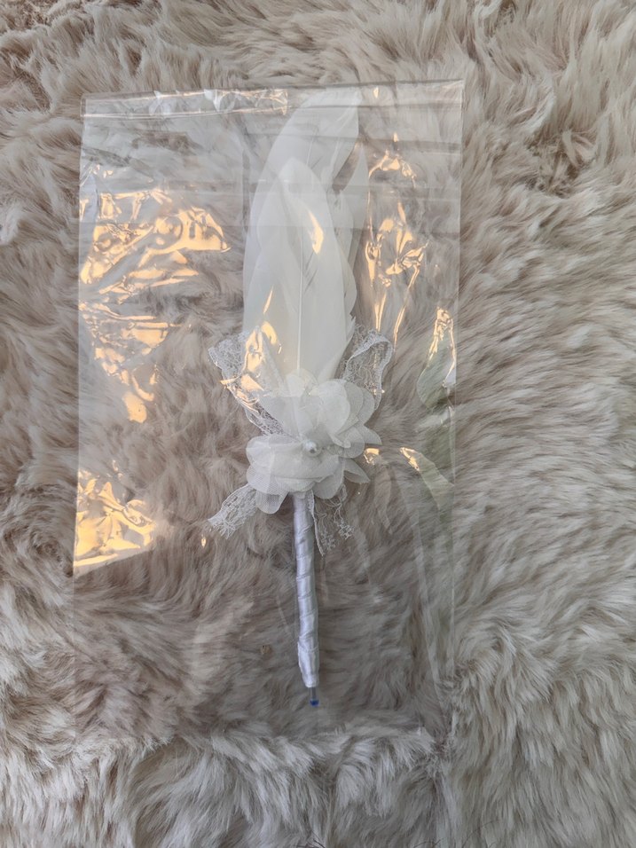Beyaz tüylü kalem Bohem Düğün Aksesuarı - Görsel 2