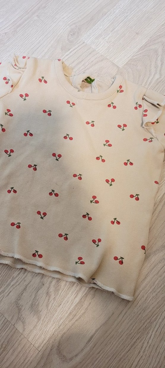 Beyaz Kiraz Desenli Uzun Kollu Kız Tişörtü - Görsel 3
