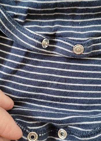 Uzun Kollu Gri Çizgili Bebek Body - Görsel 3