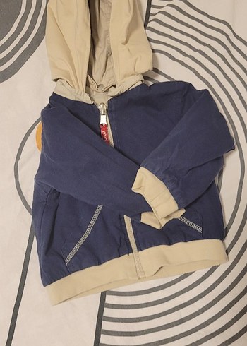 Bej Kapüşonlu Fermuarlı Erkek Çocuk Ceketi çift taraflı - Görsel 7