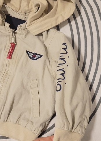 Bej Kapüşonlu Fermuarlı Erkek Çocuk Ceketi çift taraflı - Görsel 4