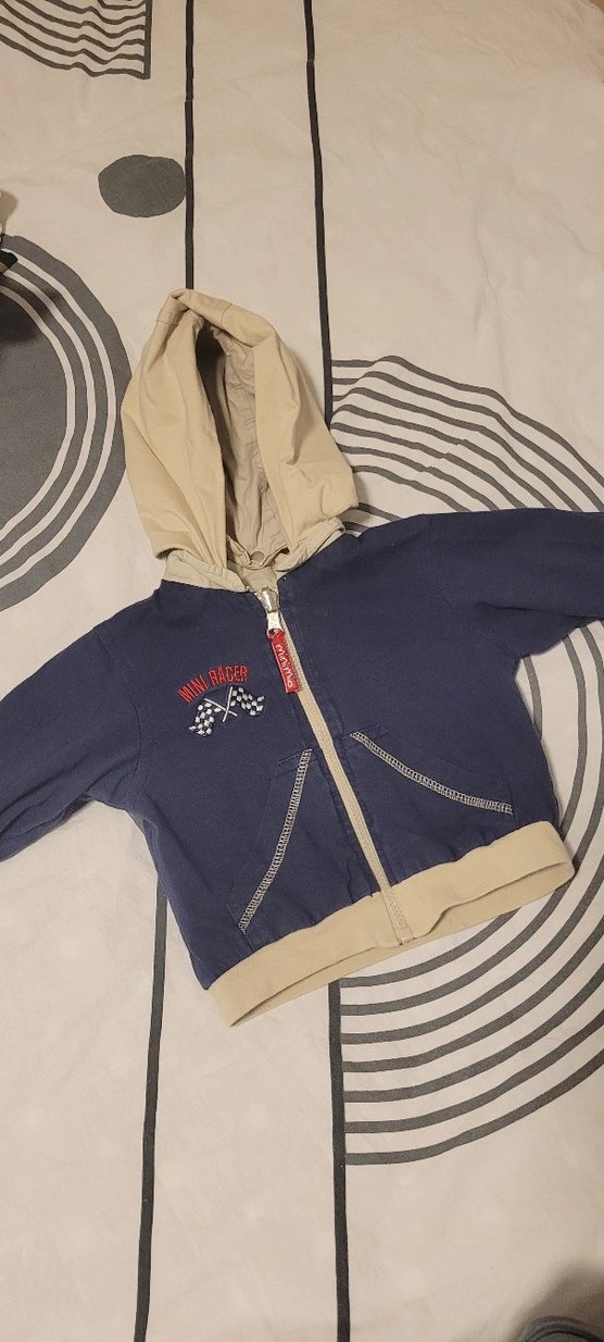 Bej Kapüşonlu Fermuarlı Erkek Çocuk Ceketi çift taraflı - Görsel 2