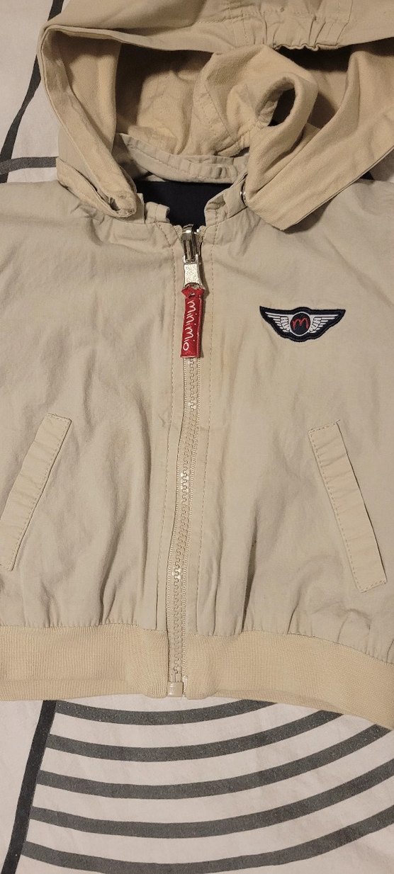 Bej Kapüşonlu Fermuarlı Erkek Çocuk Ceketi çift taraflı - Görsel 3