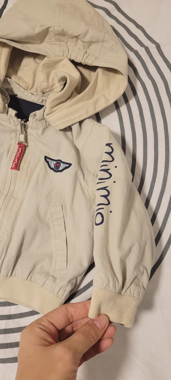 Bej Kapüşonlu Fermuarlı Erkek Çocuk Ceketi çift taraflı - Görsel 4