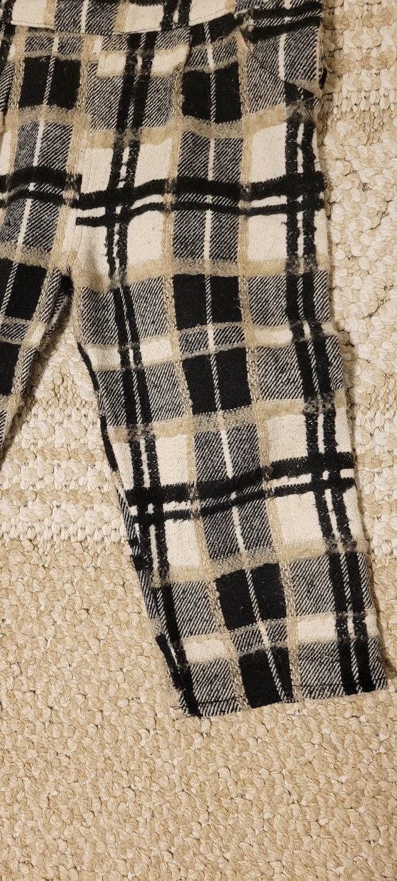 Kızlar İçin kahverengi Kareli Yün Askılı Tulum unisex ürün - Görsel 2