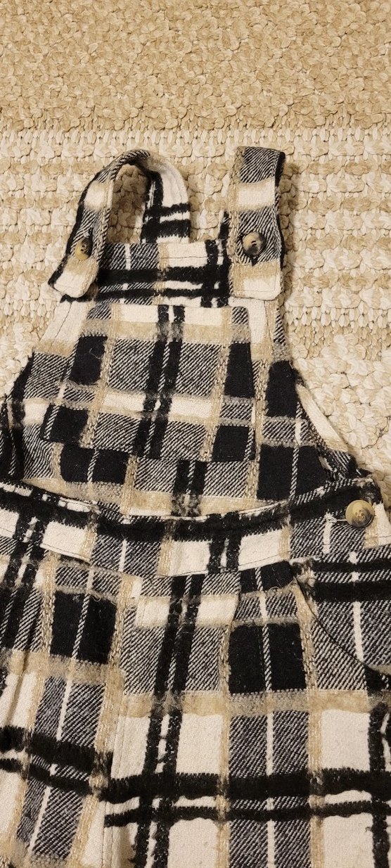 Kızlar İçin kahverengi Kareli Yün Askılı Tulum unisex ürün - Görsel 5