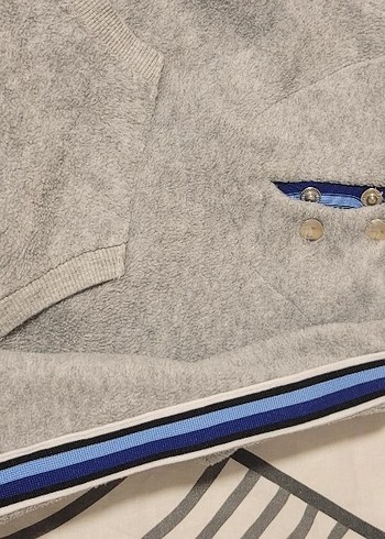 Erkek Çocuk Gri Kapüşonlu Fermuarlı Eşofman - Görsel 3