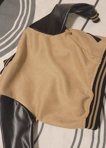 Düğmeli Bej Erkek Çocuk Deri Ceket - Görsel 5