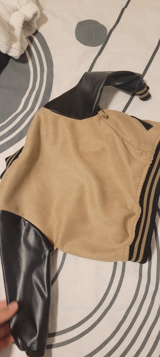 Düğmeli Bej Erkek Çocuk Deri Ceket - Görsel 5