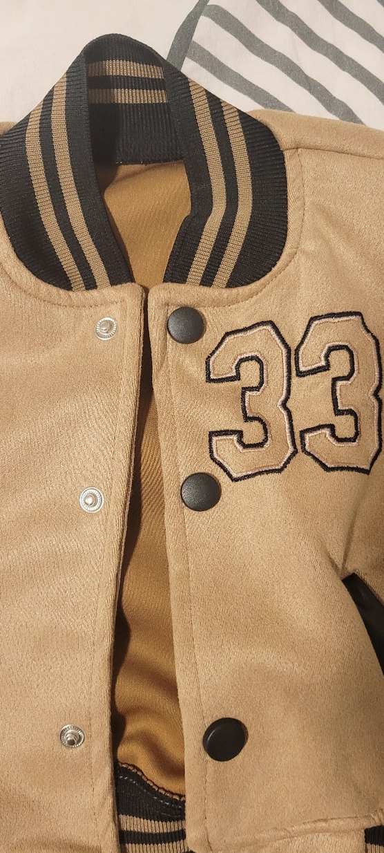 Düğmeli Bej Erkek Çocuk Deri Ceket - Görsel 3