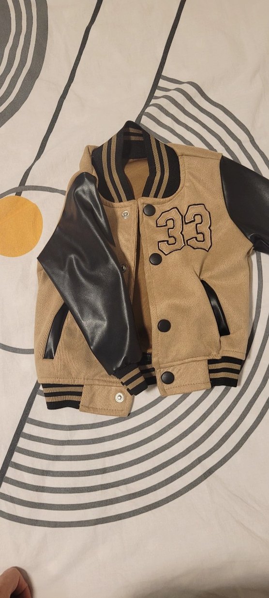 Düğmeli Bej Erkek Çocuk Deri Ceket - Görsel 2