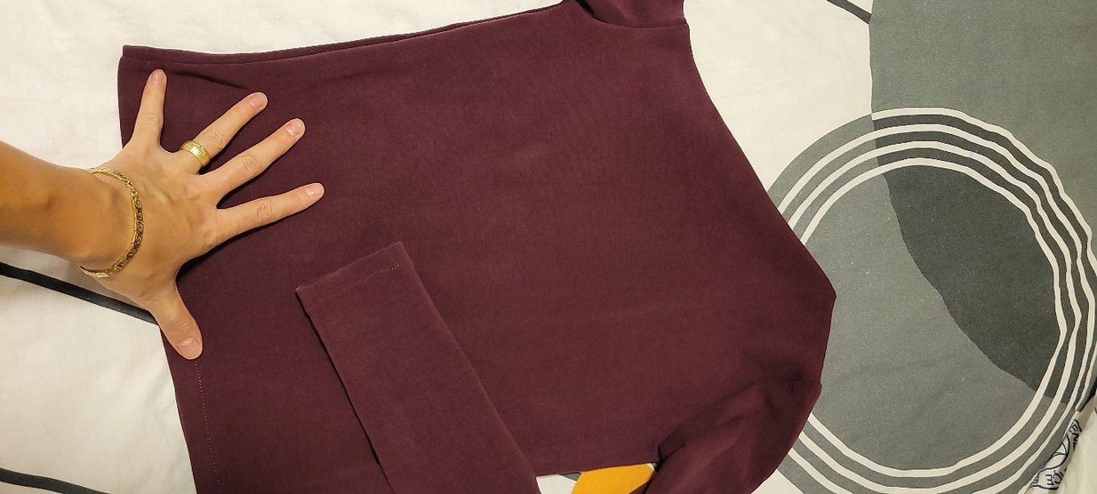 Bordo Süet Yaka ve Uzun Kollu kadın tek omuz bady - Görsel 4