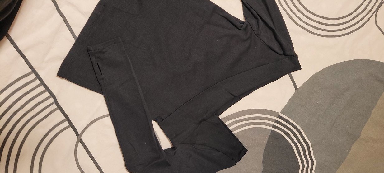 Siyah Uzun Kollu asimetrik yaka bady - Görsel 4