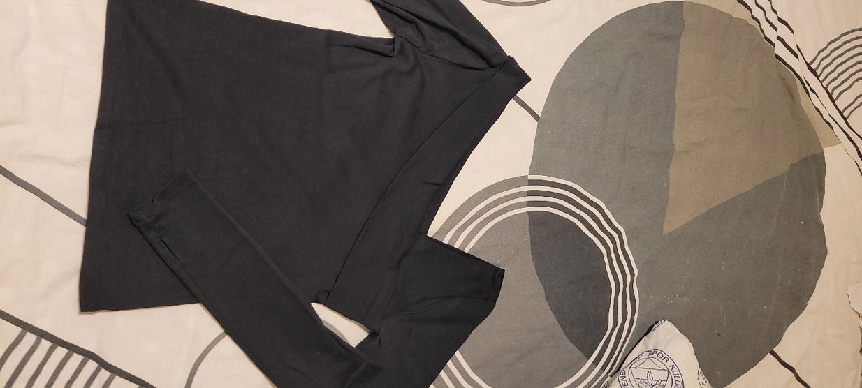 Siyah Uzun Kollu asimetrik yaka bady - Görsel 2