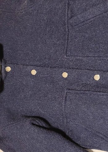 Düğmeli lacivert Yün Kadın bomber Ceket - Görsel 2