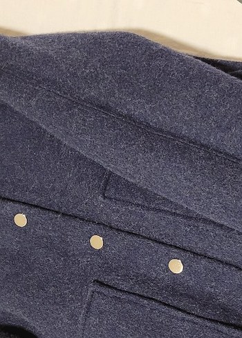 Düğmeli lacivert Yün Kadın bomber Ceket - Görsel 7