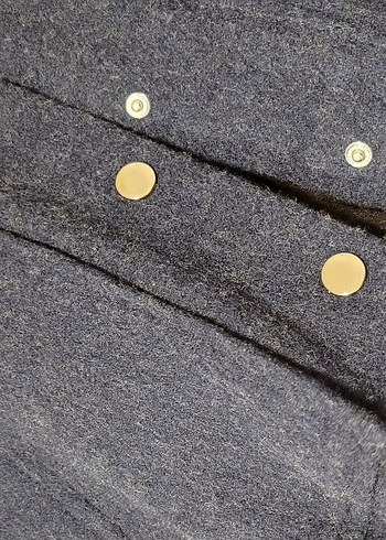 Düğmeli lacivert Yün Kadın bomber Ceket - Görsel 6