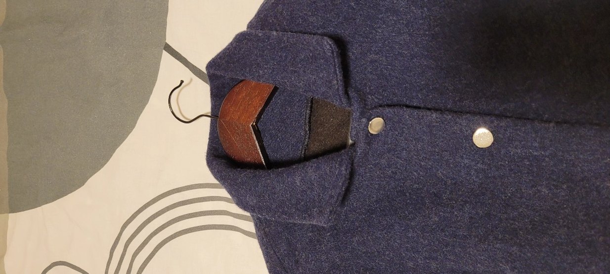 Düğmeli lacivert Yün Kadın bomber Ceket - Görsel 5