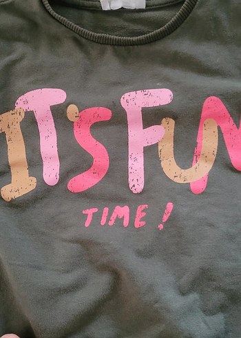 Kız Çocuk haki yeşil Uzun Kollu Sweatshirt - Görsel 4