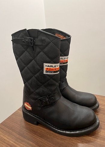 Siyah Deri Harley Davidson Botları
