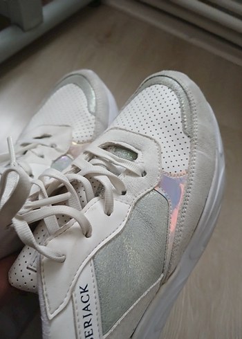 Beyaz Kadın Wedge Topuklu Spor Ayakkabı - Görsel 3