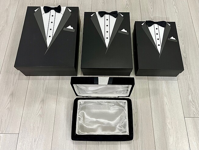 Beden siyah Renk DAMAT ÇEYİZ KUTU SETİ 4LÜ SET