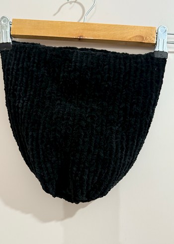 Zara Siyah kadife ip Kazak şapka takımı