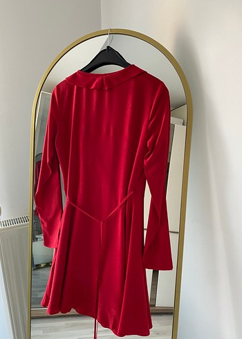 Parizyen Stil H&M Marka Kırmızı Kısa Elbise - Görsel 5