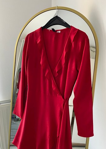 Parizyen Stil H&M Marka Kırmızı Kısa Elbise - Görsel 2