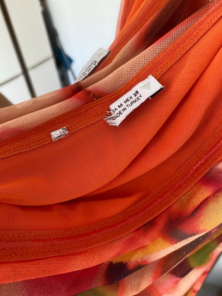 Drapeli Straplez Desenli Midi Elbise - Görsel 3