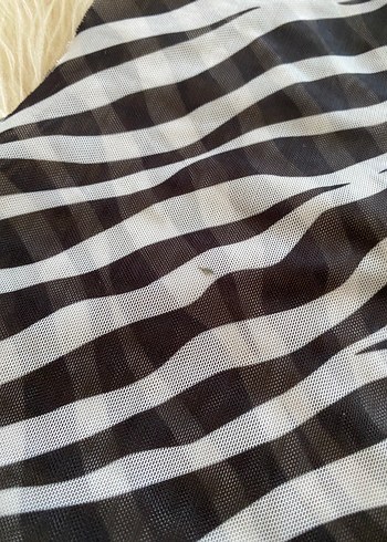 Defacto Siyah Beyaz Zebra Desenli Pareo