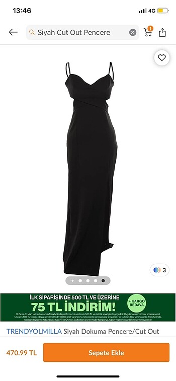 Pencere detaylı siyah abiye elbise - Görsel 5