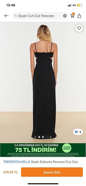 Pencere detaylı siyah abiye elbise - Görsel 4