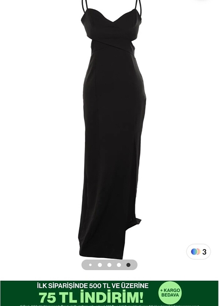 Pencere detaylı siyah abiye elbise - Görsel 5