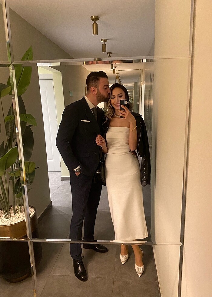 Beyaz midi zara marka elbise - Görsel 5