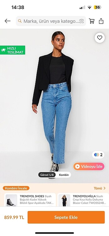 Trendyolmilla mavi straight yüksek bel jeans