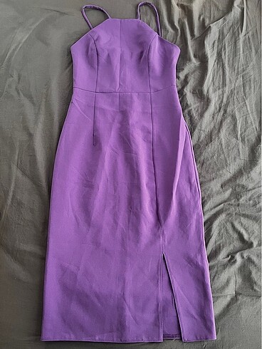 Zara Mor halter yaka midi askılı elbise