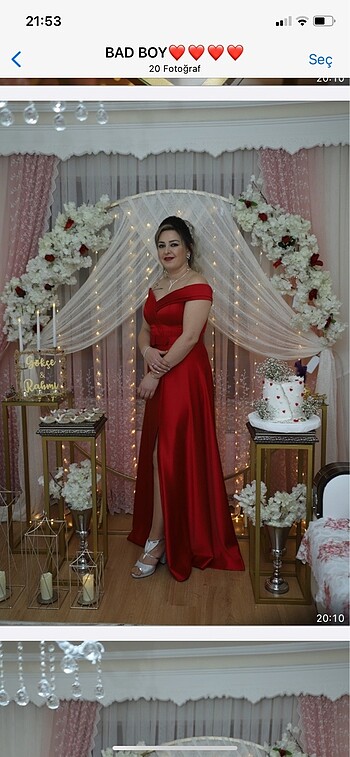 Kırmızı Saten Abiye (42-44) - Görsel 2