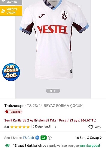 Trabzonspor 23/24 beyaz forma L beden