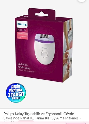 Philips Mor Taşınabilir Epilatör