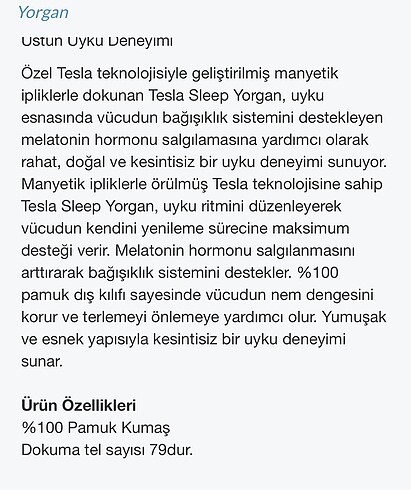 Beden Yataş melatonin destekleyici yorgan