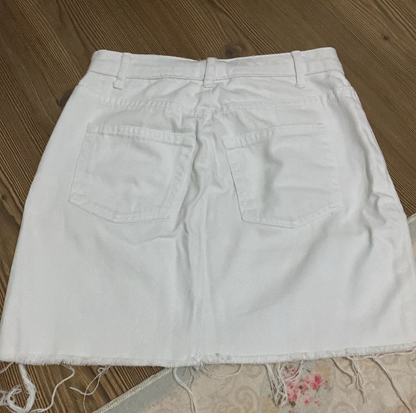 Beyaz Midi Kot Etek, Rahat Kesim - Görsel 4