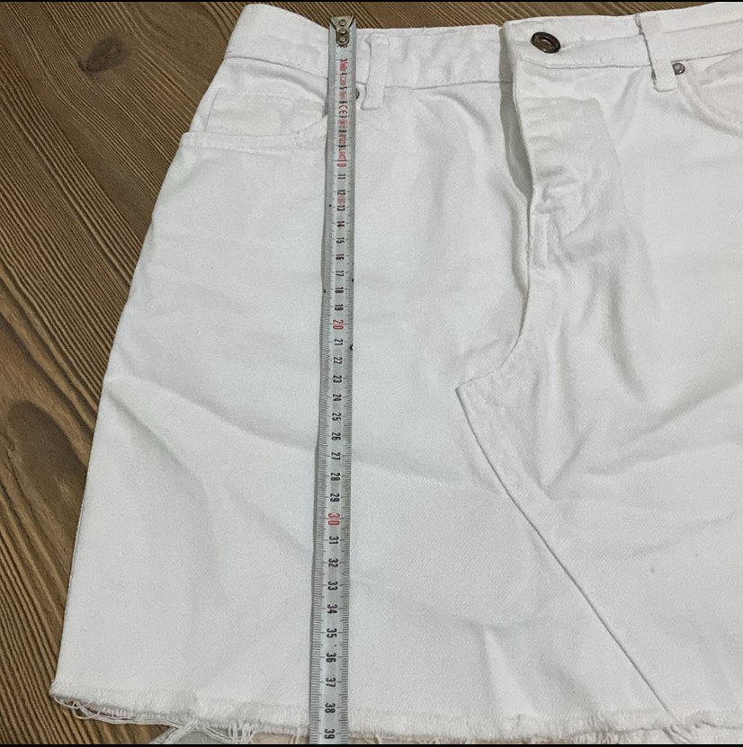 Beyaz Midi Kot Etek, Rahat Kesim - Görsel 3