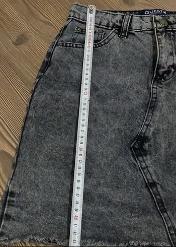 Kadın Gri Batik Desenli Düğmeli Kot Etek - Görsel 2