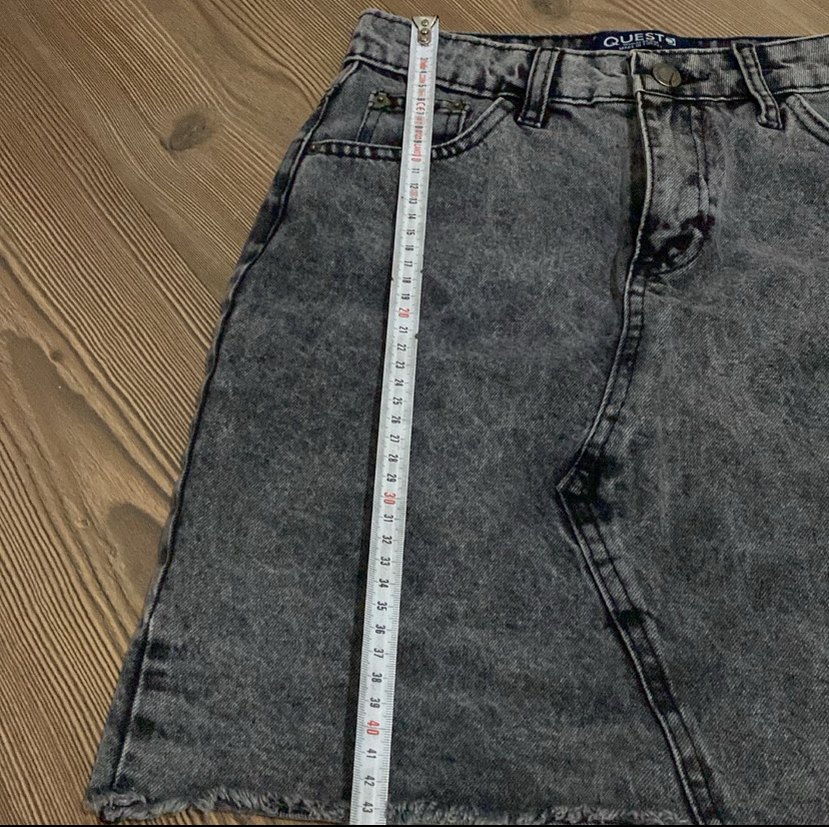 Kadın Gri Batik Desenli Düğmeli Kot Etek - Görsel 2