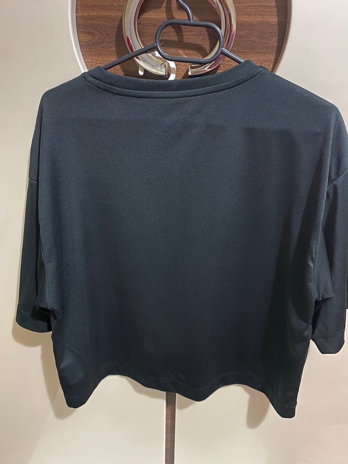 Siyah Kadın Kısa Kollu Salaş Tişört - Görsel 3