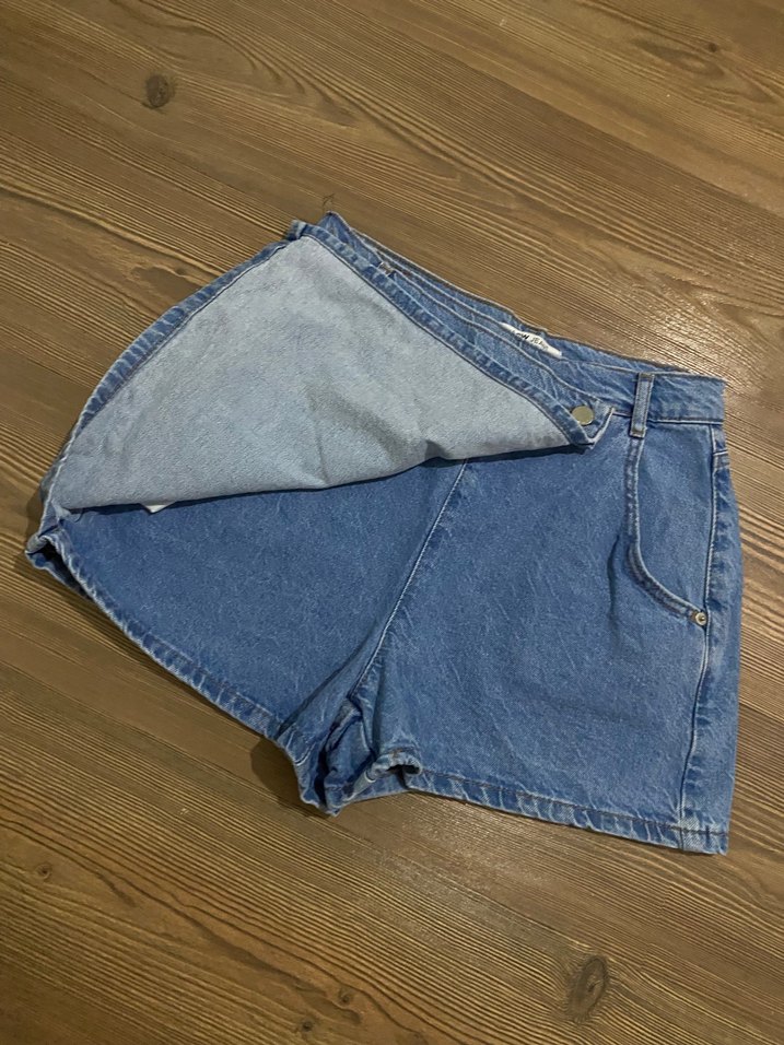 Düğmeli Mavi Mini Denim Şort - Görsel 2