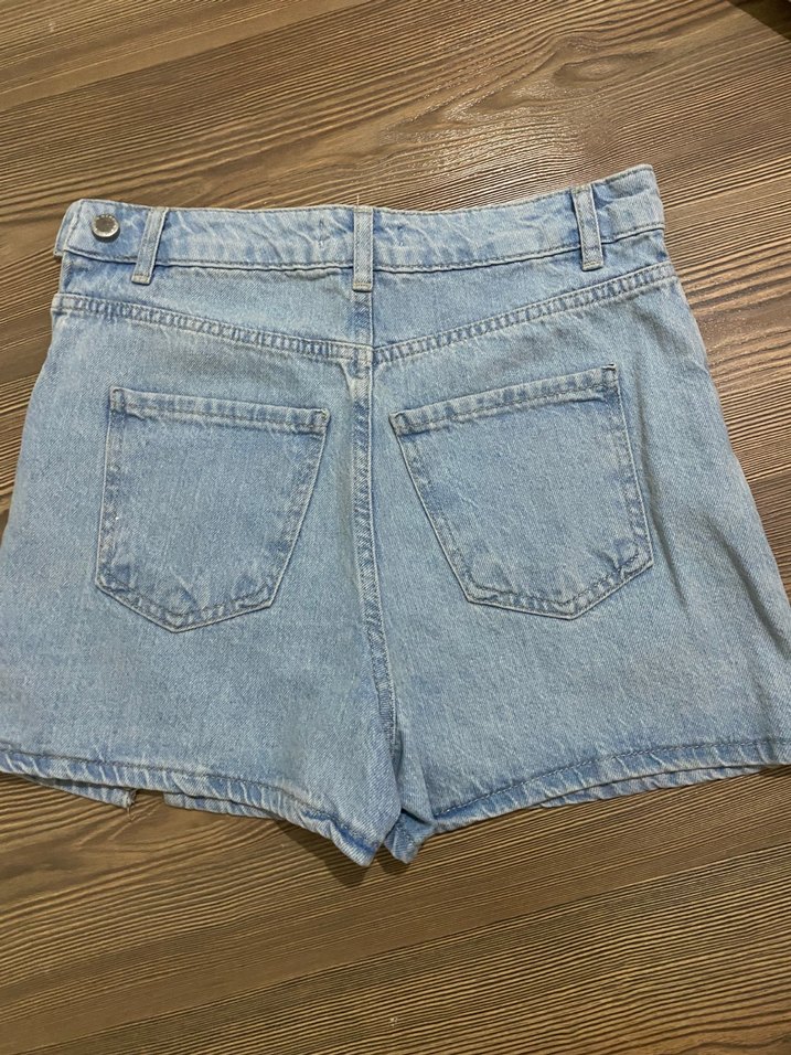 Mavi Kemerli Mini Kot Şort - Görsel 4