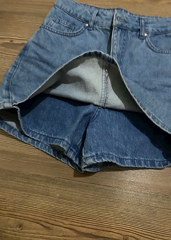 Mavi Rahat Kesim Denim Mini Etek - Görsel 3