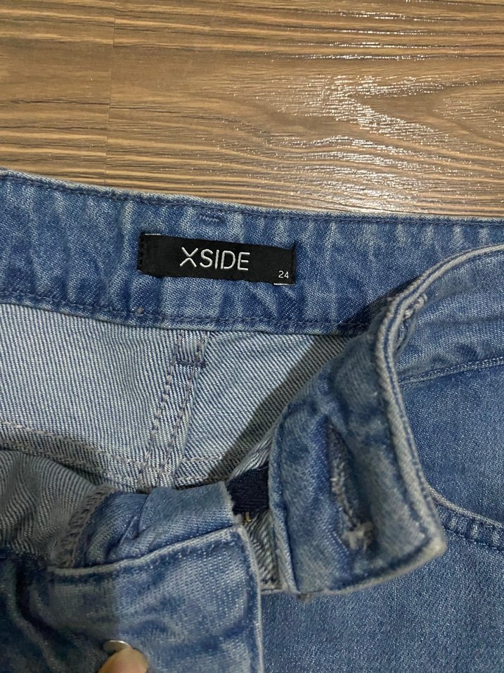 Mavi Rahat Kesim Denim Mini Etek - Görsel 2